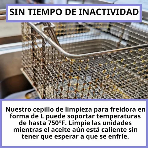Vista 4 de FryOilSaver Co. B53C - Cepillo de limpieza para freidoras profundas, herramienta de cocina comercial en forma de L, cerdas de latón resistentes