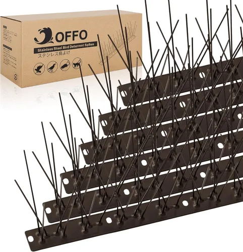 Vista 8 de OFFO Púas para pájaros, púas de paloma de acero inoxidable 304 premontadas para exterior, cubren 10.8 pies, fácil instalación para techo, balcón