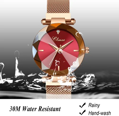 Vista 5 de MASTOP Reloj de pulsera de pulsera de acero inoxidable con correa magnética de cara de cristal para mujer