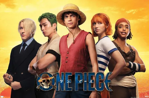 Vista 9 de Trends International Netflix One Piece - Póster de collage de pared, 14.72 x 22.37 pulgadas, versión enmarcada de madera de granero