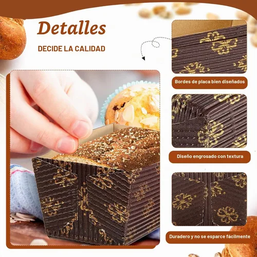 Vista 3 de Tessco 60 Piezas Mini Moldes de Pan de Papel Desechables Moldes Rectangulares de Papel para Hornear para Pan Rápido Panes Pequeños de Calabaza