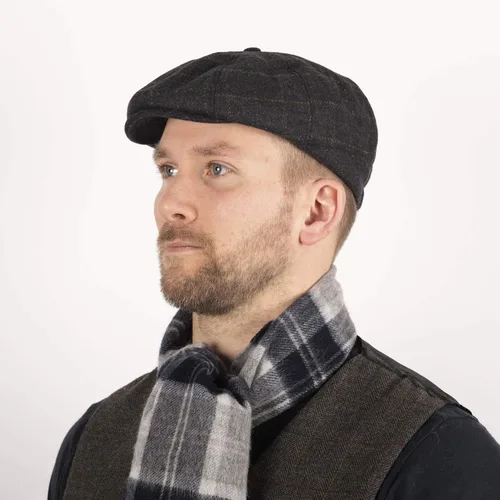 Vista 3 de Heritage Traditions Gorro de lana Tweed Panel Peak Newsboy Gorra Azul, Azul