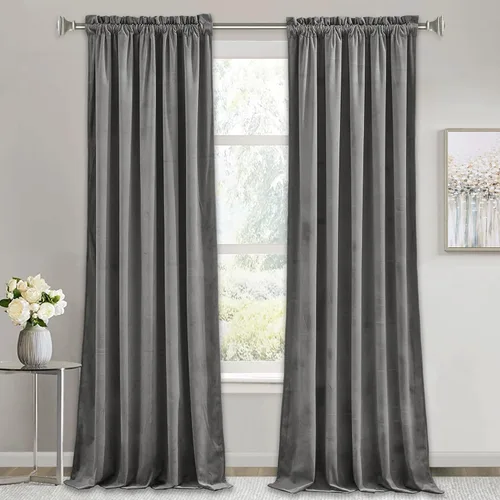 Vista 25 de RYB HOME Cortinas opacas de terciopelo para dormitorio, aislamiento térmico, privacidad, luz solar, bloqueo de calor, cortinas lujosas con bolsillo