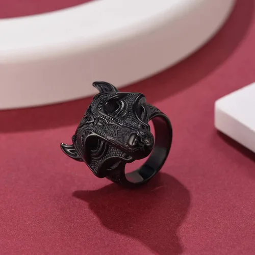 Vista 8 de FaithHeart Norse Viking Jewelry - Anillo de acero inoxidable de guerrero para hombre con diseño vikingo de cabeza de lobomartillo de Thor