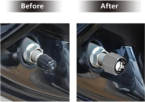Vista 3 de Pack-4 - Tapones para válvula de neumático de automóvil, a prueba de polvo, tapas universales para válvulas de aire de neumáticos (blanco)