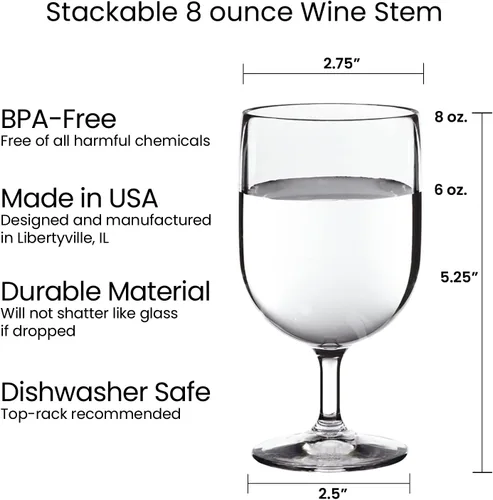 Vista 5 de 8 unidades resistente a la rotura calidad de restaurante SAN de plástico apilables estante de vinos, Transparente