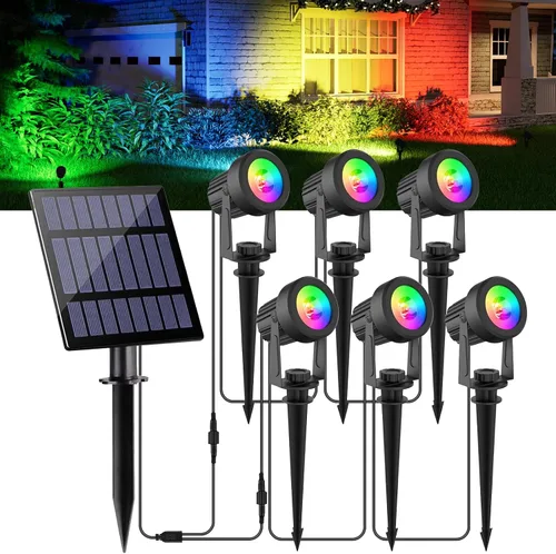 Vista 19 de Luces solares para exterior, focos de paisaje IP65 impermeables con cable de 3m, luces de pared para exterior con encendido y apagado automático