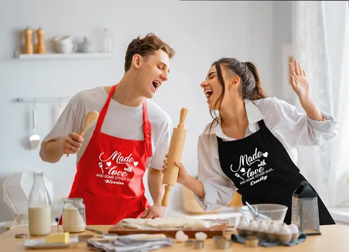 Vista 6 de Delantales divertidos personalizables para mujeres y hombres, delantal de cocina personalizado con 2 bolsillos, bonitos regalos para hornear