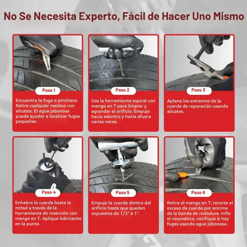 Vista 7 de CTR - Kit de tapones para neumáticos de alta resistencia, kit de reparación de neumáticos planos premium de 68 piezas con tapones