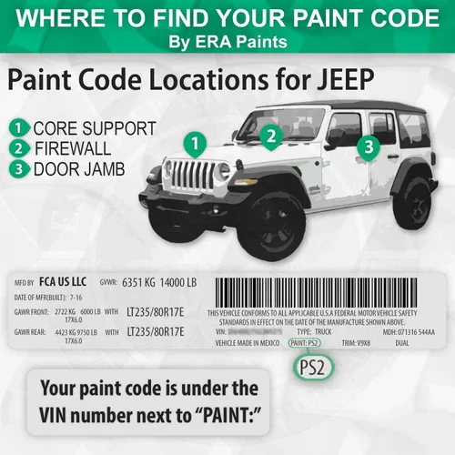 Vista 2 de ERA Paints PQP/SQP - Pintura en aerosol de retoque automotriz brillante de jade metálico para JEEP - Kit esencial de 2 K