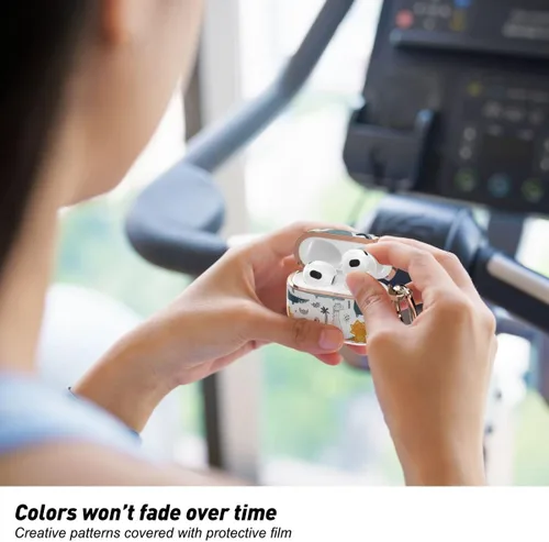 Vista 6 de wenew Funda para AirPod 3, AirPods de 3ª generación, para mujer, LED, visible, resistente, soporte de carga inalámbrica (Dino)