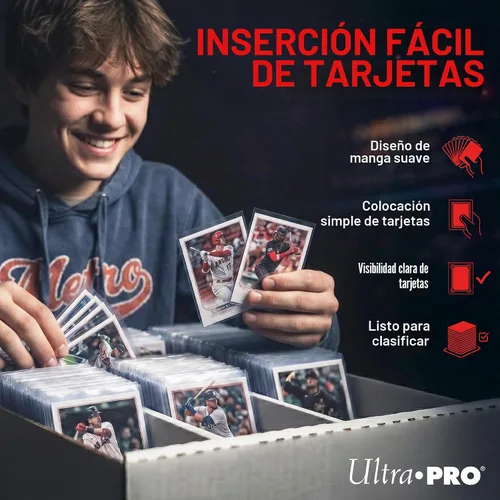 Vista 4 de Ultra PRO - Fundas suaves transparentes para tarjetas Penny Sleeves®, 100 unidades, 2.5" x 3.5", protege y almacena valiosas tarjetas deportivas
