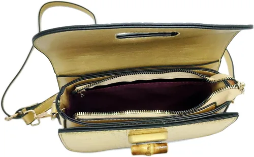Vista 6 de Bolso de mano de cuero artificial de bambú con asa superior para mujer, elegante bolso de noche, regalo para mujer, hecho a mano