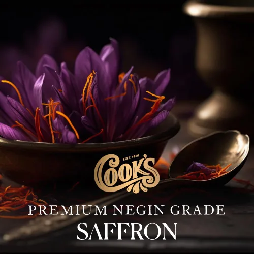 Vista 2 de Cook's Premium Super Negin Grade - Hilos de azafrán (0.07 oz) Hilos de color rojo oscuro para paella, risotto, biryani y té; sin aditivos, OMG