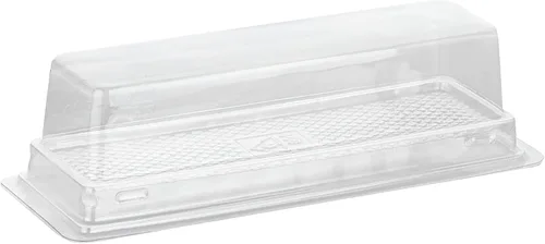 Vista 21 de Restaurantware Thermo Tek - Contenedores de postre de 5.3 x 2.6 x 1.8 pulgadas, 100 compartimentos duales transparentes para llevar, con tapa