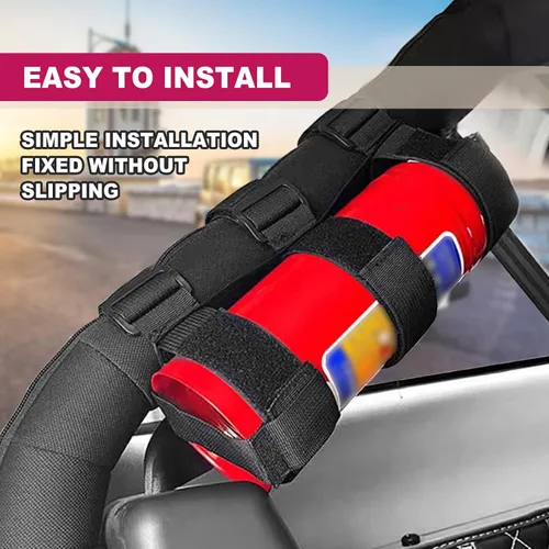 Vista 7 de 1 pieza de correa ajustable para soporte de extintor de incendios, compatible con Jeep Wrangler 1965-2022 JK JKU TJ CJ Gladiator, patrón de bandera