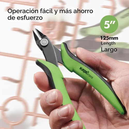 Vista 5 de Alicates de corte al ras micro KATA, cortador de alambre de precisión de 5 pulgadas, alicates de corte lateral antideslizantes para electrónica 1