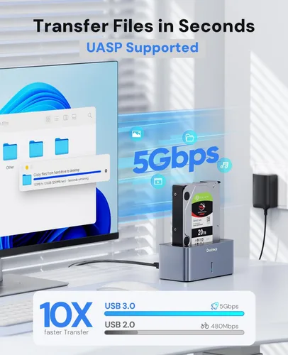 Vista 4 de dockteck USB 3.0 a SATA disco duro externo estación de acoplamiento