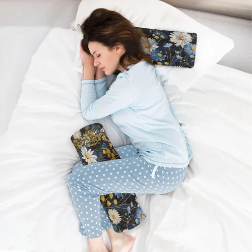 Vista 6 de Blue White Flowers Neck Pillow for Sleeping, Cervical Roll Memory Foam Pillows for Neck Pain Relief, Neck Support Round Pillows with Washable Cover