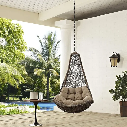 Vista 3 de Modway Abate - Silla columpio para patio al aire libre sin soporte, color negro moca negro moka