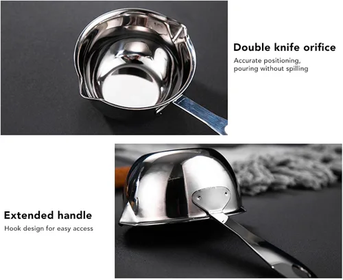 Vista 5 de Zerodis Olla calentadora de mantequilla, acero inoxidable de 10.1 fl oz, plata, sin tapa