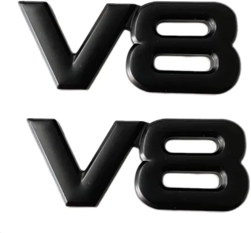 Vista 2 de 2 piezas de emblema de metal cromado V8 3D para camión, calcomanía autoadhesiva universal para automóvil (negro)