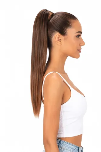 Vista 16 de CAISHA Extensiones de clip de cola de caballo de 20 pulgadas con pinza de mariposa recta rubio mezcla H55