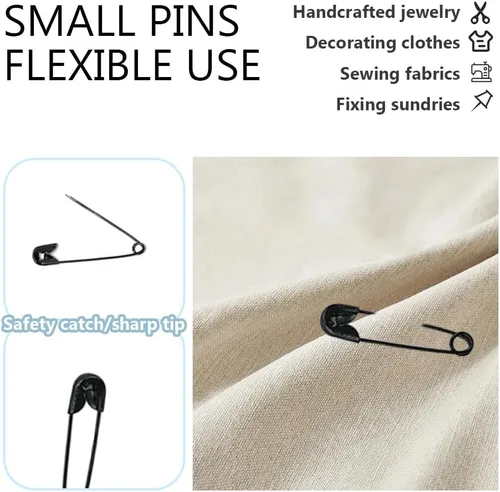 Vista 3 de 500 pasadores de seguridad de 0.787 pulgadas, pequeños alfileres de metal para la oficina en casa, manualidades, joyería (XBZ/negro)