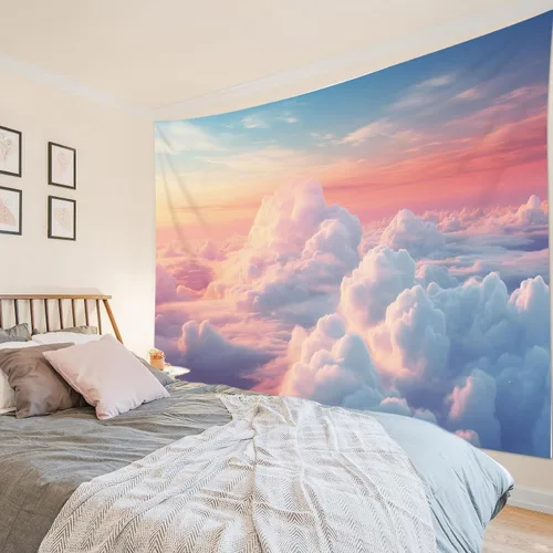 Vista 15 de HVEST Tapiz de lobo, tapiz de bosque psicodélico, tapiz para colgar en la pared, tapices de luna, animales salvajes, decoración de habitación, manta