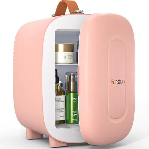 Vista 9 de Hansburg Mini Nevera para Dormitorio Enfriador y Calentador de Cuidado de la Piel Refrigerador Pequeño Portátil 4 Litros/6 Latas con Opción de 12V