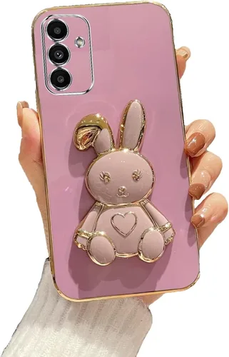 Vista 16 de Funda con soporte de conejo de corazón para Samsung Galaxy A10, cubierta protectora de TPU suave galvanizada a prueba de golpes con bonito soporte