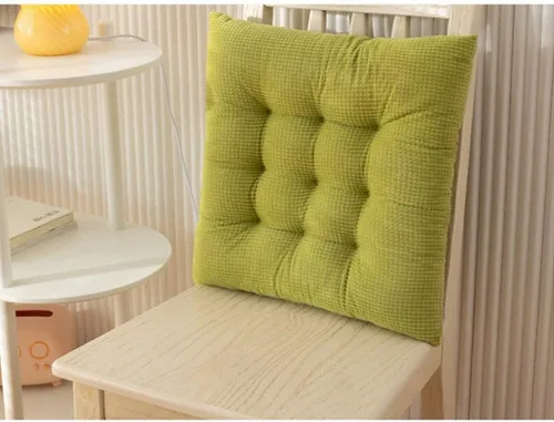 Vista 4 de Cojines cuadrados antideslizantes de felpa gruesa para asiento de silla de oficina, cojín de asiento de silla de oficina, suave tatami reversible