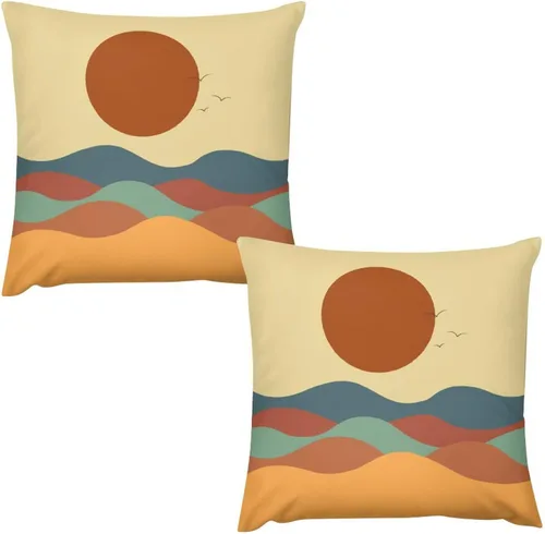 Vista 49 de Juego de 2 fundas de almohada florales retro de los años 70, Groovy Funky Hippie Flor Naranja Estética Boho Fundas de Almohada de 16 x 16 pulgadas