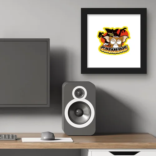 Vista 5 de Trends International Gallery Pops Gremlins - Arte de pared de rayas y Gizmo, versión enmarcada negra, 12 x 12 pulgadas