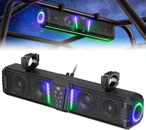 Vista 9 de KEKEMIMOTO 2025 Midnight 40 Barra de sonido UTV de 16 pulgadas, IP65 resistente al agua Golf Cart Sound Bar, ATV Speaker Bluetooth with RGB, SxS
