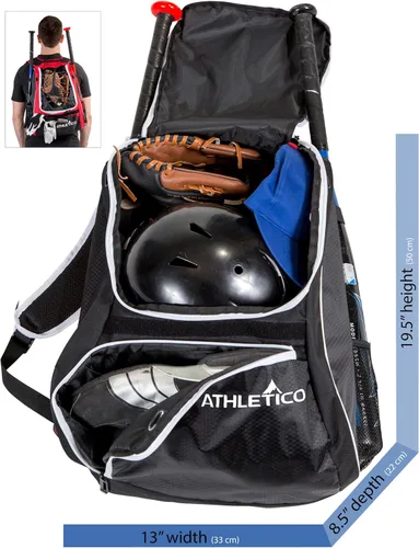 Vista 2 de Athletico - Mochila para bate de béisbol, mochila para equipamiento y accesorios de béisbol, T-Ball y sóftbol para jóvenes y adultos Para guardar