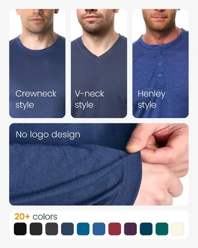 Vista 3 de Camisas 100% de lana merino para hombre - Camisa térmica de manga larga .190 Azul oscuro