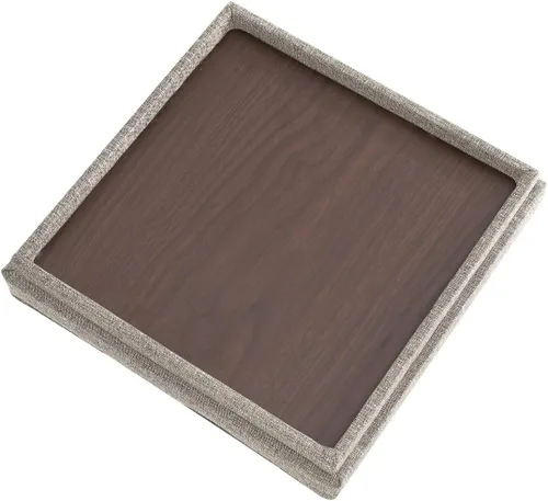 Vista 7 de Ornavo Home Taburete otomano de almacenamiento cuadrado de lino, plegable, con cubo, reposapiés, con tapa de mesa, mesa auxiliar, otomana, 15 x 15 x
