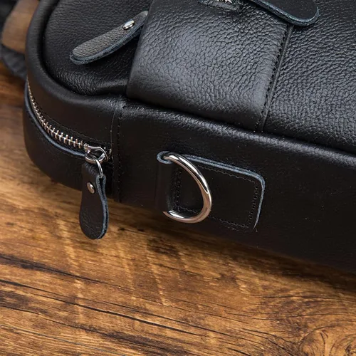 Vista 9 de Genuine Leather Sling Bag for Men Small Shoulder Messenger Pack for Outdoor Travel Business with Gift Box