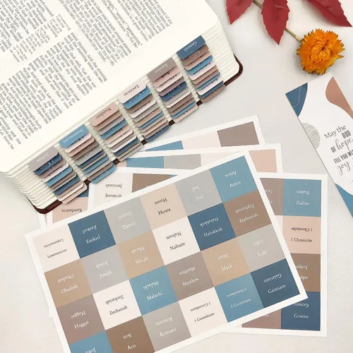 Vista 4 de Pestañas bíblicas, suministros de estudio bíblico, pestañas laminadas de diario bíblico para mujeres, hombres, niños, etiquetas bíblicas