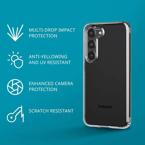 Vista 2 de Tech21 Evo Clear - Funda transparente para Samsung Galaxy S23, resistente a los arañazos, con protección contra caídas de 12 pies