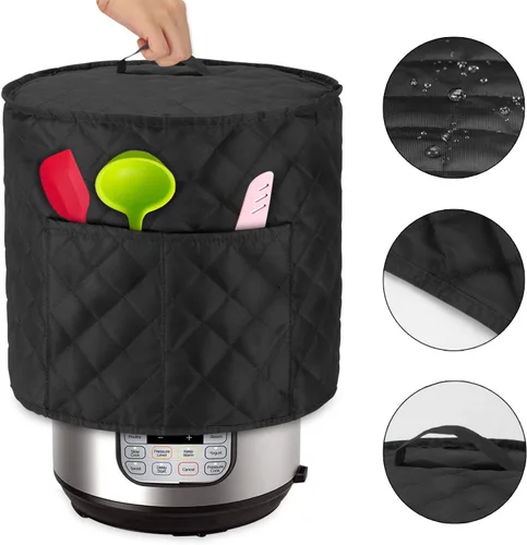 Vista 3 de LUXJA Cubierta antipolvo compatible con olla instantánea de 6 cuartos de galón, funda de tela con bolsillos para olla instantánea