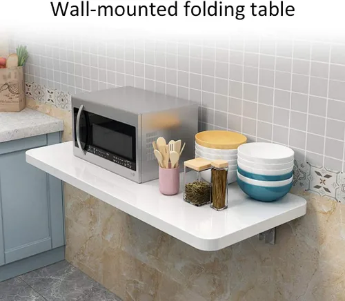 Vista 9 de Mesa de comedor plegable para colgar en la pared, escritorio multifunción para ordenador, mesa de trabajo en casa, oficina con soporte de acero