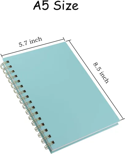 Vista 2 de Paquete de 4 cuadernos en espiral de tapa dura de 5.7 x 8.5 pulgadas, 80 hojas/160 páginas, cuaderno rayado universitario, papel grueso de 100 GSM