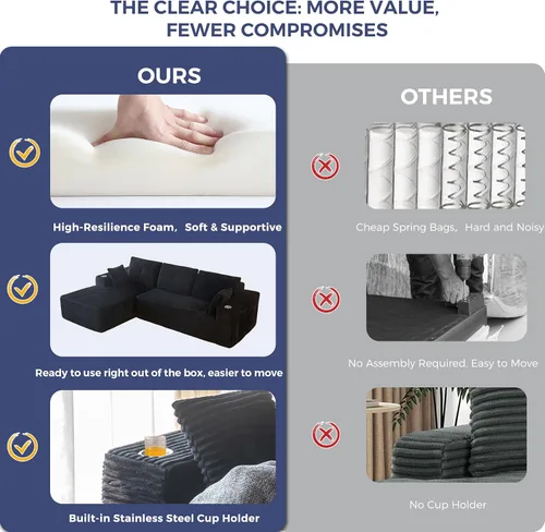 Vista 5 de MAXYOYO Sofá modular de 104 pulgadas con diván en forma de L, moderno sofá deshuesado para sala de estar, sofá en una caja, sofá de gran
