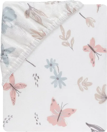 Vista 3 de Lambs & Ivy Baby Blooms Acuarela Floral/Mariposa Sábana Bajera de Algodón Ajustable para Cuna