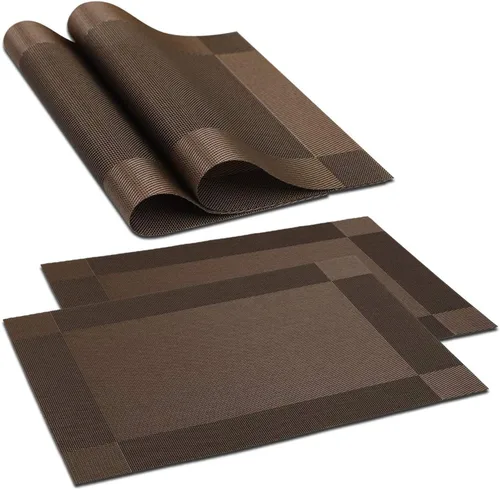 Vista 5 de homEdge Mantel individual, 6 manteles individuales de PVC antideslizantes resistentes al calor, manteles individuales de vinilo lavables
