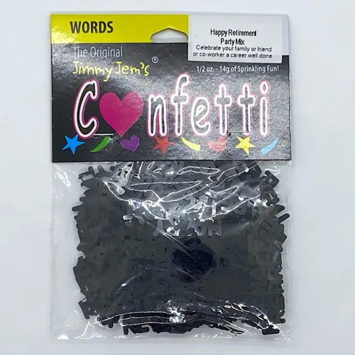 Vista 2 de Confeti Word Happy Retirement Negro - 2 bolsas de media onza (1 oz) #7885 Q01