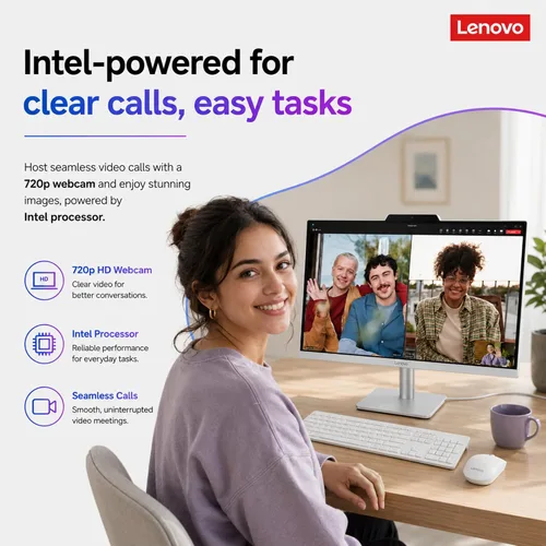 Vista 3 de Lenovo IdeaCentre - Computadora de escritorio todo en uno de alto rendimiento de 24 pulgadas • Procesador Intel Core i3 de 8 núcleos • 32 GB de RAM