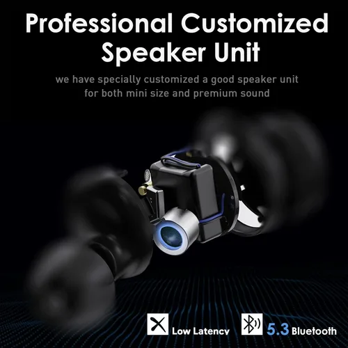 Vista 2 de PALOVUE Auriculares inalámbricos, auriculares intrauditivos con Bluetooth 5.3, micrófono integrado, estéreo de graves profundos, con estuche de Negro